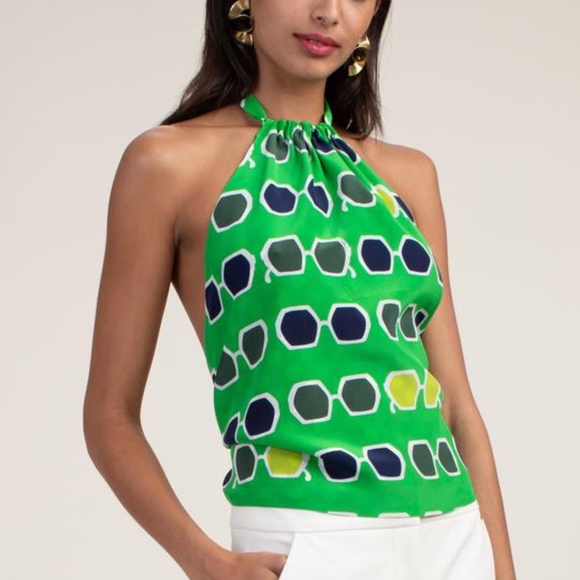 Trina Turk Tops - TRINA TURK / Green Reversible Tamika Silk Halter